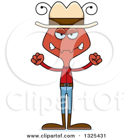 Clipart of a Cartoon Mad Ant Cowboy - Royalty Free Vector Illustration by Cory Thoman