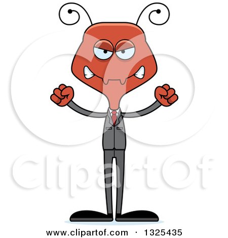 Clipart of a Cartoon Mad Business Ant - Royalty Free Vector Illustration by Cory Thoman