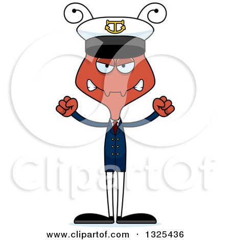 Clipart of a Cartoon Mad Ant Boat Captain - Royalty Free Vector Illustration by Cory Thoman