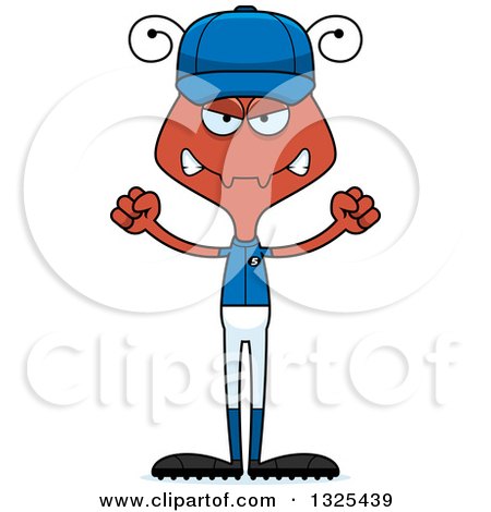 Clipart of a Cartoon Mad Ant Baseball Player - Royalty Free Vector Illustration by Cory Thoman