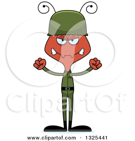 Clipart of a Cartoon Mad Ant Soldier - Royalty Free Vector Illustration by Cory Thoman