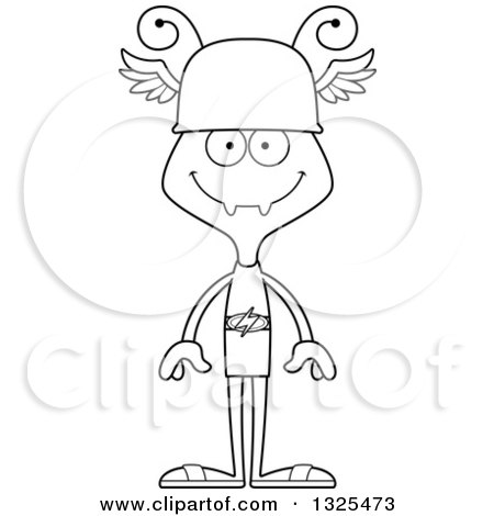 Lineart Clipart of a Cartoon Black and White Happy Ant Hermes - Royalty Free Outline Vector Illustration by Cory Thoman