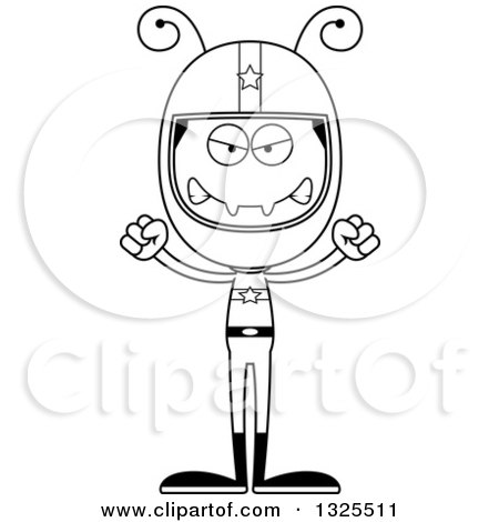 Lineart Clipart of a Cartoon Black and White Mad Ant Race Car Driver - Royalty Free Outline Vector Illustration by Cory Thoman