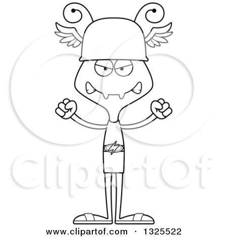 Lineart Clipart of a Cartoon Black and White Mad Ant Hermes - Royalty Free Outline Vector Illustration by Cory Thoman