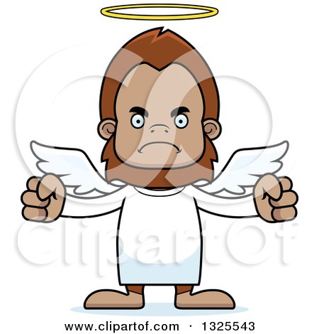 Clipart of a Cartoon Mad Bigfoot Angel - Royalty Free Vector Illustration by Cory Thoman