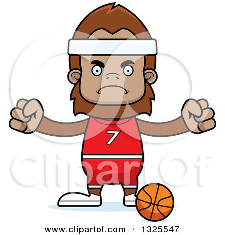 Clipart of a Cartoon Mad Bigfoot Basketball Player - Royalty Free Vector Illustration by Cory Thoman