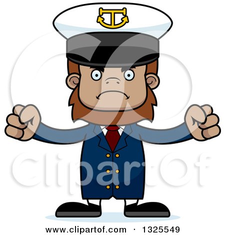 Clipart of a Cartoon Mad Bigfoot Captain - Royalty Free Vector Illustration by Cory Thoman