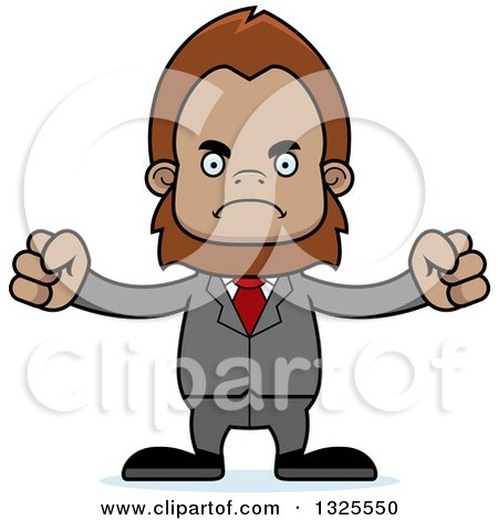 Clipart of a Cartoon Mad Bigfoot Businessman - Royalty Free Vector Illustration by Cory Thoman
