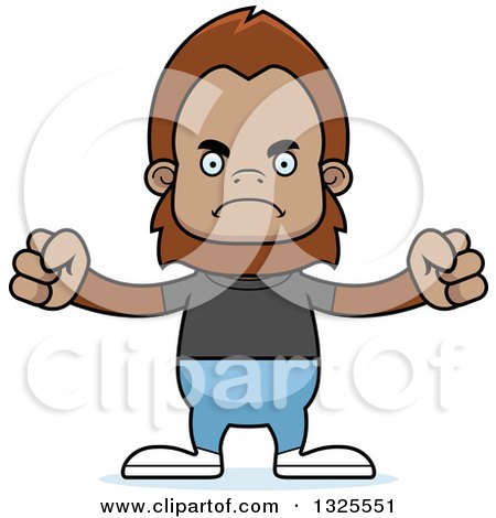 Clipart of a Cartoon Mad Casual Bigfoot - Royalty Free Vector Illustration by Cory Thoman