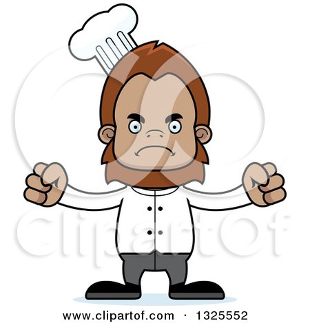 Clipart of a Cartoon Mad Bigfoot Chef - Royalty Free Vector Illustration by Cory Thoman