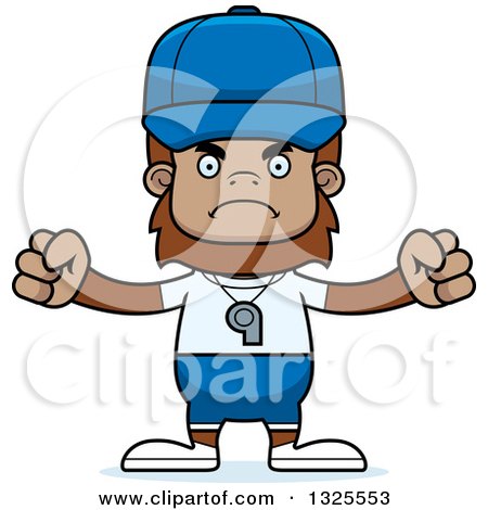 Clipart of a Cartoon Mad Bigfoot Sports Coach - Royalty Free Vector Illustration by Cory Thoman