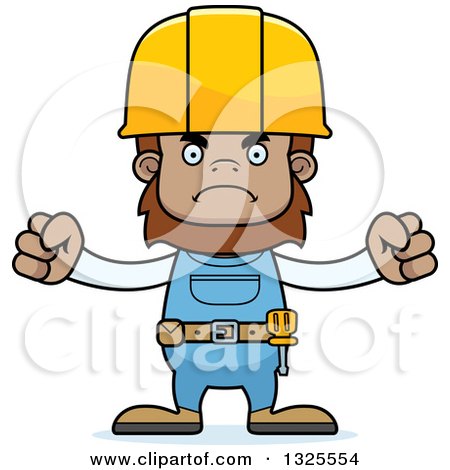 Clipart of a Cartoon Mad Bigfoot Construction Worker - Royalty Free Vector Illustration by Cory Thoman