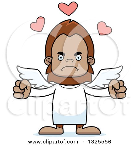 Clipart of a Cartoon Mad Bigfoot Cupid - Royalty Free Vector Illustration by Cory Thoman