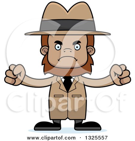 Clipart of a Cartoon Mad Bigfoot Detective - Royalty Free Vector Illustration by Cory Thoman