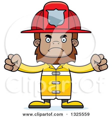 Clipart of a Cartoon Mad Bigfoot Firefighter - Royalty Free Vector Illustration by Cory Thoman