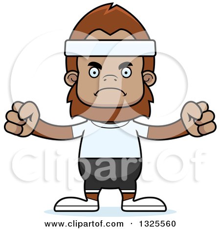 Clipart of a Cartoon Mad Fitness Bigfoot - Royalty Free Vector Illustration by Cory Thoman