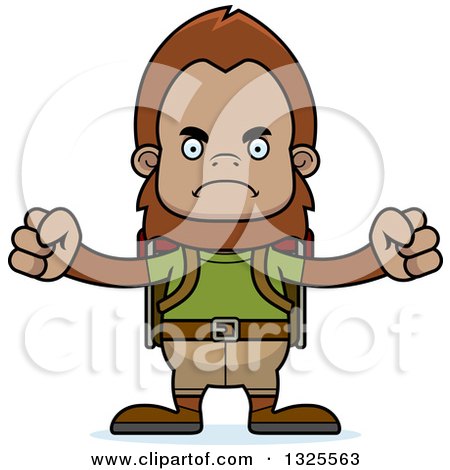 Clipart of a Cartoon Mad Bigfoot Hiker - Royalty Free Vector Illustration by Cory Thoman