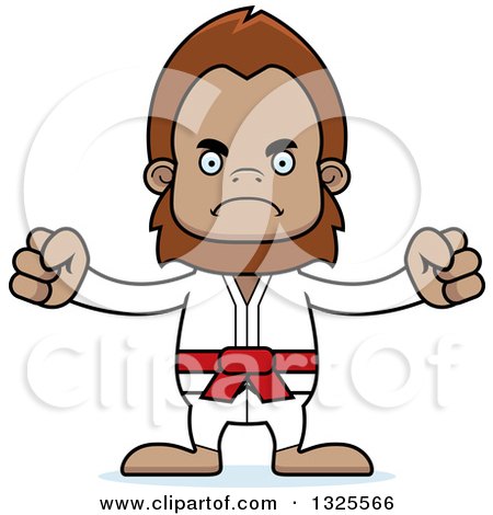 Clipart of a Cartoon Mad Karate Bigfoot - Royalty Free Vector Illustration by Cory Thoman