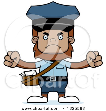 Clipart of a Cartoon Mad Bigfoot Mailman - Royalty Free Vector Illustration by Cory Thoman