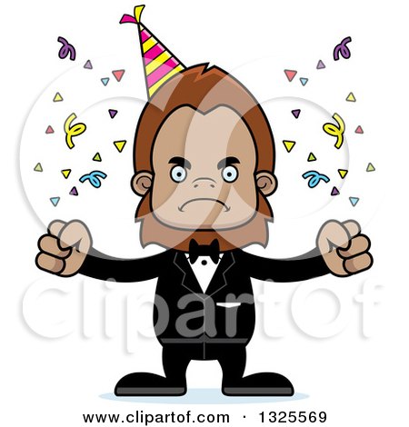 Clipart of a Cartoon Mad Party Bigfoot - Royalty Free Vector Illustration by Cory Thoman