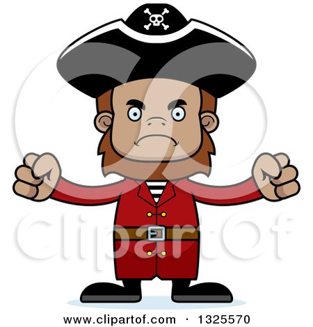 Clipart of a Cartoon Mad Bigfoot Pirate - Royalty Free Vector Illustration by Cory Thoman