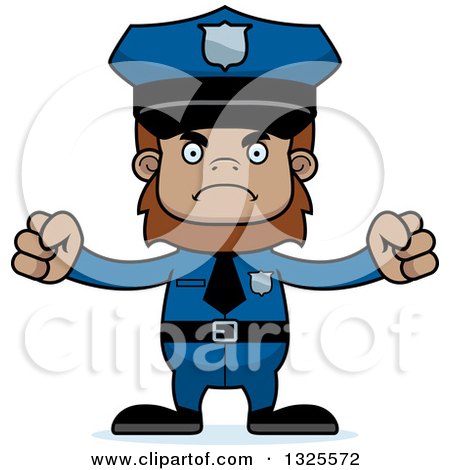 Clipart of a Cartoon Mad Bigfoot Police Officer - Royalty Free Vector Illustration by Cory Thoman