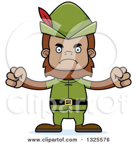 Clipart of a Cartoon Mad Robin Hood Bigfoot - Royalty Free Vector Illustration by Cory Thoman