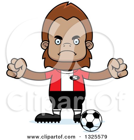 Clipart of a Cartoon Mad Bigfoot Soccer Player - Royalty Free Vector Illustration by Cory Thoman