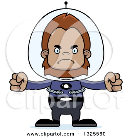 Clipart of a Cartoon Mad Futuristic Space Bigfoot - Royalty Free Vector Illustration by Cory Thoman