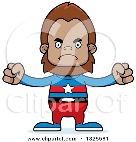 Clipart of a Cartoon Mad Bigfoot Super Hero - Royalty Free Vector Illustration by Cory Thoman