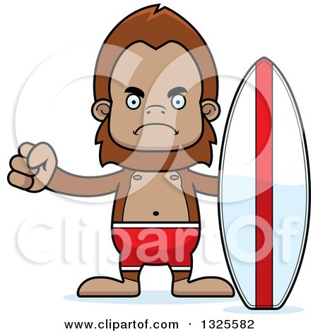 Clipart of a Cartoon Mad Bigfoot Surfer - Royalty Free Vector Illustration by Cory Thoman