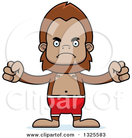 Clipart of a Cartoon Mad Bigfoot Swimmer - Royalty Free Vector Illustration by Cory Thoman