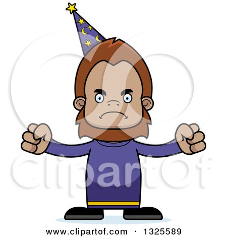 Clipart of a Cartoon Mad Bigfoot Wizard - Royalty Free Vector Illustration by Cory Thoman