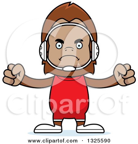 Clipart of a Cartoon Mad Bigfoot Wrestler - Royalty Free Vector Illustration by Cory Thoman