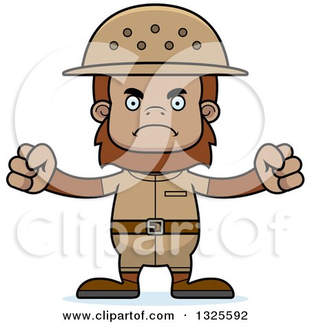 Clipart of a Cartoon Mad Bigfoot Zookeeper - Royalty Free Vector Illustration by Cory Thoman