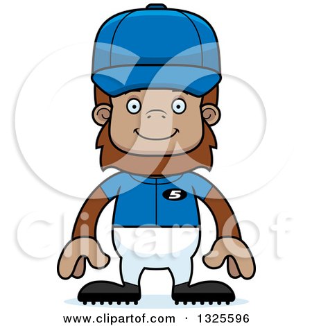 Clipart of a Cartoon Happy Bigfoot Baseball Player - Royalty Free Vector Illustration by Cory Thoman