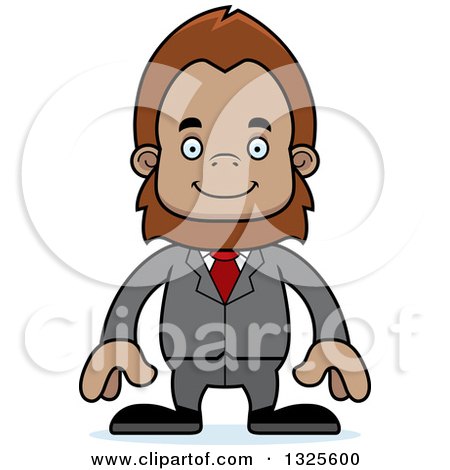 Clipart of a Cartoon Happy Bigfoot Businessman - Royalty Free Vector Illustration by Cory Thoman