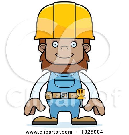 Clipart of a Cartoon Happy Bigfoot Construction Worker - Royalty Free Vector Illustration by Cory Thoman