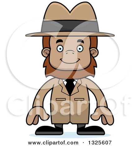 Clipart of a Cartoon Happy Bigfoot Detective - Royalty Free Vector Illustration by Cory Thoman