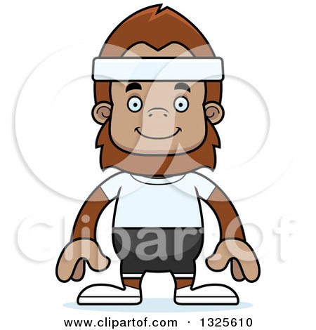 Clipart of a Cartoon Happy Fitness Bigfoot - Royalty Free Vector Illustration by Cory Thoman