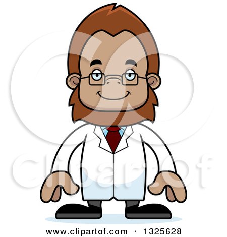Clipart of a Cartoon Happy Bigfoot Scientist - Royalty Free Vector Illustration by Cory Thoman