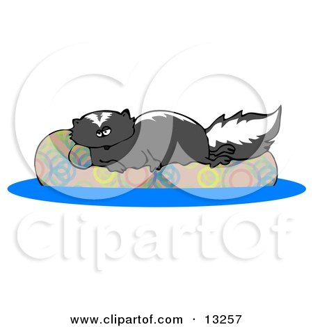 Lazy Skunk Relaxing on a Floaty in a Swimming Pool Clipart Illustration by djart