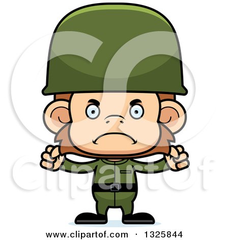 Clipart of a Cartoon Mad Monkey Soldier - Royalty Free Vector Illustration by Cory Thoman