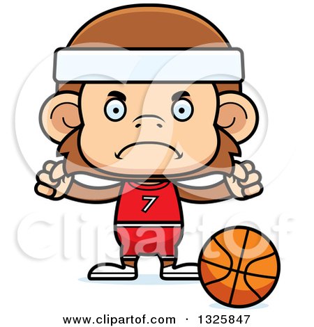 Clipart of a Cartoon Mad Monkey Basketball Player - Royalty Free Vector Illustration by Cory Thoman