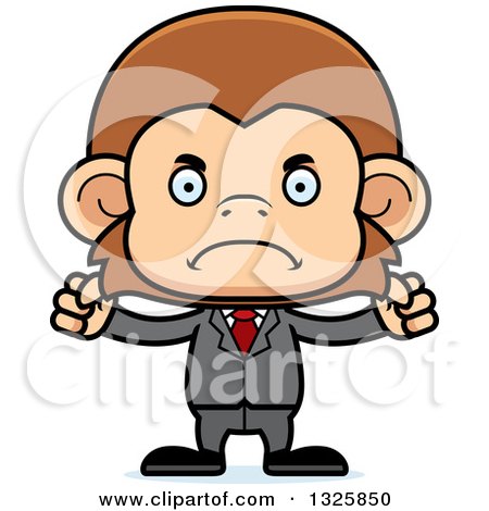 Clipart of a Cartoon Mad Business Monkey - Royalty Free Vector Illustration by Cory Thoman