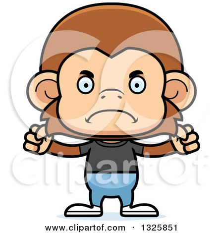 Clipart of a Cartoon Mad Casual Monkey - Royalty Free Vector Illustration by Cory Thoman