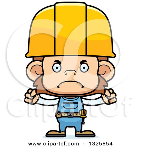 Clipart of a Cartoon Mad Monkey Construction Worker - Royalty Free Vector Illustration by Cory Thoman