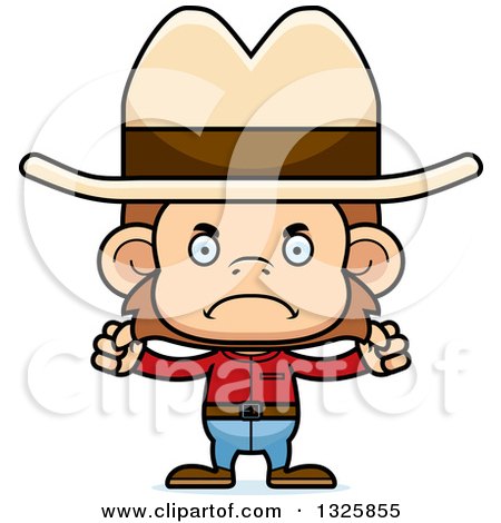 Clipart of a Cartoon Mad Cowboy Monkey - Royalty Free Vector Illustration by Cory Thoman