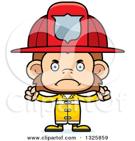 Clipart of a Cartoon Mad Monkey Firefighter - Royalty Free Vector Illustration by Cory Thoman