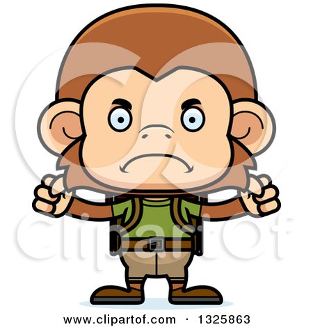Clipart of a Cartoon Mad Monkey Hiker - Royalty Free Vector Illustration by Cory Thoman